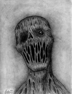 a drawing of the head and neck of an alien creature