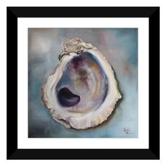 an oil painting of a large oyster shell