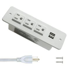 an electrical outlet with three plugs attached to it