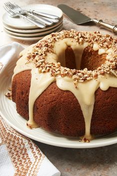 brown sugar spice cake with caramel rum glaze