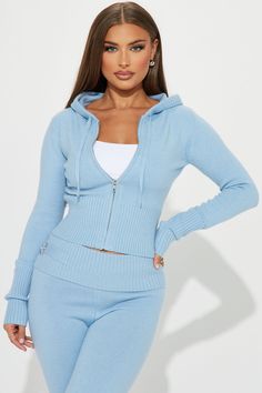 Available In Black, Heather Grey, Light Blue, And Pink. Sweater Pant Set Jacket Hoodie Zipper Closure Wide Leg Pant Buckle Detail Elastic Waistband Stretch 50% Acrylic 29% Polyester 21% Nylon Imported | Lana Sweater Pant Set in Light Blue size Medium by Fashion Nova Random Outfits, Jacket Hoodie, Grey Light, Wide Leg Pant, Blue Outfit, Sweater Pants, Sweater Set, Casual Style Outfits, Pant Set