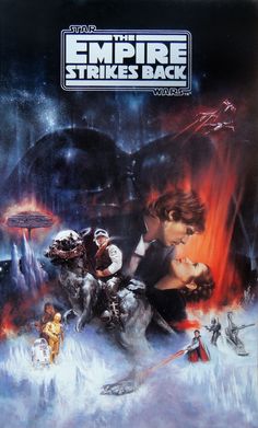 the empire strikes back movie poster with star wars characters on horseback in front of them