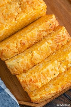 slices of cornbread on a cutting board