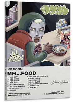 F DOOM Poster
Aesthetic Art Print
Hip-Hop Icon Poster
Urban Culture Decor
High-Quality Printing
Vibrant Colors
Iconic Imagery
12x18 Inch Poster
Music Enthusiast Gift
Unique Wall Art
Hip-Hop Tribute Decor
Creative Space Poster
Legendary Artist Tribute
Urban Art Style
Bedroom Decoration
Kitchen Wall Decor
Iconic Hip-Hop Poster
Artistic Flair
Hip-Hop Fan Gift
MF DOOM Tribute Poster Spotify Posters Aesthetic, Mf Doom Album Cover Poster, Mf Doom Album Poster, Rap Album Posters, Mm Food Album Cover, Mf Doom Album Cover, Mf Doom Albums, Mf Doom Poster, Doom Poster