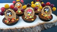 a group of turkey cookies sitting on top of a table