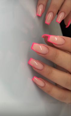 Simple Gel Nails, Summery Nails, Classy Acrylic Nails, Short Square Acrylic Nails, Short Acrylic Nails Designs, Pink Nail, Pink Acrylic Nails, Square Acrylic Nails