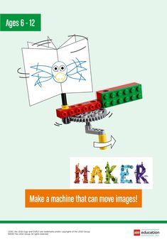 a poster with legos and letters that say maker