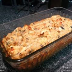 a casserole dish is sitting on the counter