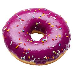 a purple donut with sprinkles on it