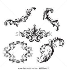 an ornate design element set in black and white