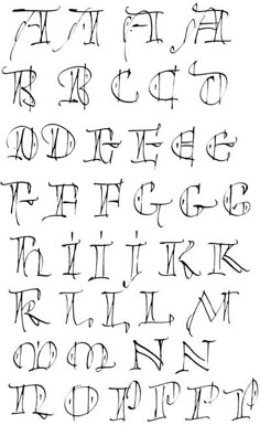 an old english alphabet written in cursive writing