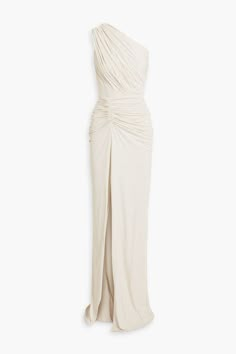 Shop on-sale RHEA COSTA One-shoulder ruched glittered jersey gown for Woman. Browse the best deals from RHEA COSTA and luxury fashion at The Outnet. One Shoulder Ruched Wedding Dress, One Arm Off The Shoulder Dress, Luxury Draped Off-shoulder Evening Dress, One Shoulder Dress Jewelery, Whote Evening Dress, Luxury White Evening Dress, Evening Party Dress White, Nbd Gown, Dresses For Parties