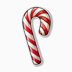 a candy cane with red and white stripes on it's side, in the shape of a letter