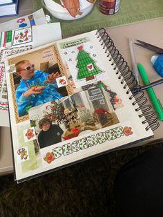 christmas scrapbook y2k memory book cute aesthetic Senior Year Scrapbook, School Memories Scrapbook, Year Scrapbook, Memories Scrapbook, Scrapbook Inspo, Christmas Scrapbooking, Scrapbook Book, School Memories, Memory Scrapbook