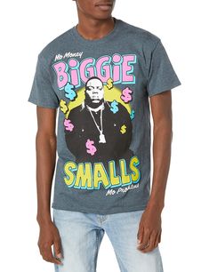 a man wearing a t - shirt that says biggie smalls