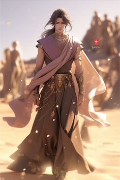 Desert Outfit Fantasy, Male Fantasy Clothing Design, Male Fantasy Clothing, Medieval Fantasy Clothing, Walpapers Cute, Fashion Drawing Dresses, Character Design Male, Boy Art, Fantasy Clothing