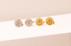 Make a lasting impression with our personalized custom cufflinks. These elegant cufflinks are crafted with attention to detail and feature your choice of engraving: a monogram, initials, or even a handwritten message. They're the perfect gift for groomsmen, fathers, or any special man in your life. Features: Customizable: Choose your preferred engraving style and font. High-quality materials: Our cufflinks are made from durable materials like stainless steel. Elegant design: The classic cufflink design complements any formal attire. Personalized touch: Add a personal touch with your custom engraving. Perfect for: Groomsmen gifts Father-of-the-bride gifts Anniversary gifts Birthday gifts Graduation gifts Order today and create a truly unique and thoughtful gift. -------------------------- D Groomsmen Cufflinks, Engraved Cufflinks, Wedding Gifts For Groomsmen, Custom Cufflinks, Tie Accessories, Groomsman Gifts, Bride Gifts, Gifts For Father, Custom Engraving