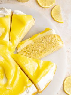 slices of lemon cake on a white plate