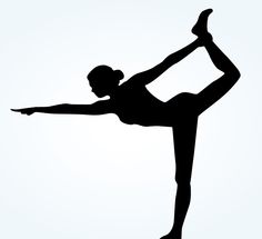 the silhouette of a woman doing a yoga pose with her arms stretched out and legs crossed