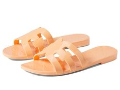 Sam Edelman Bay Jelly - Women's Shoes : Peach Pearl : Keep it casual yet fashionable with the Sam Edelman Bay Jelly Sandals. Synthetic upper. Synthetic lining. Slide closure. Comfortable cushioned footbed. Synthetic outsole. Imported. Measurements: Weight: 9 oz Product measurements were taken using size 9, width M. Please note that measurements may vary by size. Weight of footwear is based on a single item, not a pair. Trendy Lightweight Slides, Orange Flat Slides For Spring, Orange Slides For Spring Beach Season, Orange Slides For Spring Beach Outing, Orange Slides For Spring Vacation, Orange Slides For Beach In Spring, Casual Orange Slide Sandals, Casual Orange Flat Slides, Trendy Orange Sandals With Cushioned Footbed