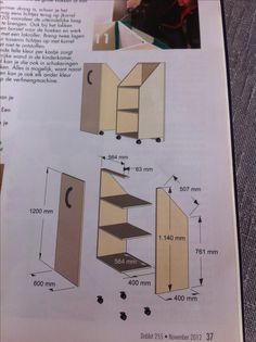 an instruction manual showing how to build a bookcase with drawers and shelves for books