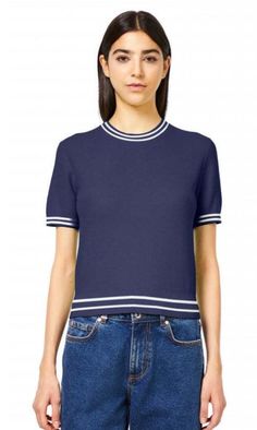 Short sleeve half cotton sweater Blue Collegiate Short Sleeve Tops, Fine Knit Cashmere T-shirt Short Sleeve, Pink Cotton Short-sleeved Sweater, Blue Short Sleeve T-shirt With Contrast Stripes, Nautical Navy Short Sleeve T-shirt, Cotton Sweater, Soft Pink, Clothing Items, Art Collection