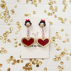 Snow White Drop Earrings That Are Super Lightweight And Adorable Perfect For Any Occasion. Mickey Mouse Outline, Mickey Mouse Silhouette, Mickey Earrings, Disney Earrings, Baublebar Earrings, Enamel Stud Earrings, Hoop Charms, Plastic Earrings, Mini Studs