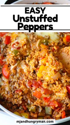 Easy Unstuffed Peppers cooked in a skillet are delicious. This simple unstuffed peppers recipe is for you if you love the cozy, savory flavors of stuffed peppers—without all the fuss! With colorful veggies, tender ground beef, and perfectly cooked rice, it’s a one-pan meal that’s simple, hearty, and totally satisfying. Leftover Stuffed Pepper Filling, Unstuffed Pepper Skillet, Pepper Skillet, Unstuffed Peppers, Meaty Meals, Family Friendly Breakfast, Colorful Veggies, Toddler Dinner, Quick Lunch Recipes