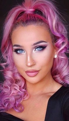 2023 Vivid Hair, Pink And Purple Hair With Bangs, Makeup For Pink Hair, Soft Sunset, Edgy Hair Color, Medium Hair Color, White Blonde Hair, Honey Brown Hair, Colors For Spring