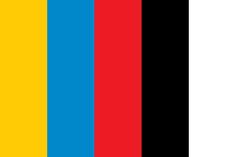 an image of colorful stripes on a black and yellow background with the colors red, blue, green