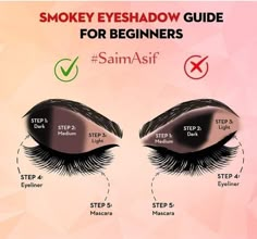 Face Makeup Guide, Eyeshadow Guide, Smokey Eye Makeup Steps, Koleksi Makeup, Drag Make-up, Beginners Eye Makeup, Simple Makeup Tips, Makeup Face Charts, Routine Skin