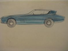 a drawing of a blue sports car