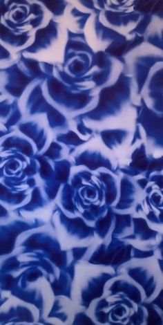 blue and white roses are shown in this image