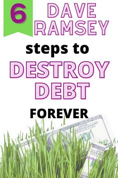 a pile of money sitting in the grass with text overlay that reads 6 dave ramsay steps to destroy debt forever