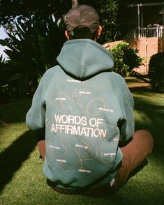 "Words of Affirmation" Oversized Lux Hoodie in Green Dandy Hoodie Words Of Affirmation, Dandy Words Of Affirmation Hoodie, Hoodie Small Business, Words Of Affirmation Hoodie, Danny Worldwide Hoodie, Hoodie Branding Ideas, Dandy Worldwide Hoodie, Hoodie Wishlist, Dandy Hoodie