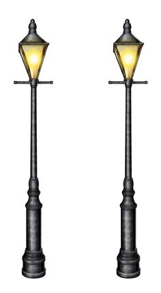 two street lamps are shown side by side