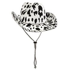 Round'em Up Cowboy!  

Wear these cow print cowboy hats to the rodeo   
Features black and white cow print cowboy hat with rope chin strap   
Ideal for country western  birthday and Halloween parties   

Dimensions: one size fits most  
Material(s): fabric  

Pack includes 6 of item shown Cow Print Cowboy Hat, Space Cowgirl Costume, Space Cowgirl, Cowgirl Costume, Cow Gifts, Chapeau Cowboy, Cowboy Outfits, White Cow, Dress Halloween Costume