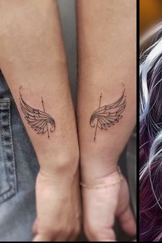 two people with matching tattoos on their arms