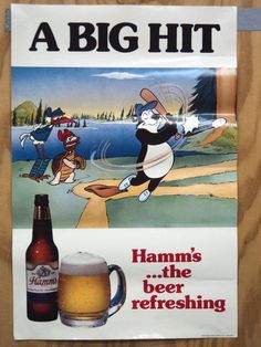 a poster on the wall advertising a beer