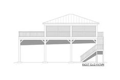 an architectural drawing of a beach house with stairs leading up to the second floor and third story