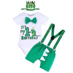 PRICES MAY VARY. ♛【Dinosaur wild Themed 1st Birthday Outfit】Dinosaur wild baby boys first birthday outfit set includes Dinosaur Romper + shorts diaper nappy cover + Y- back suspenders + Crown Headband 1st cake smash birthday party photography props, First birthday photos outfit can as Dinosaur wild birthday outfit,With this cake smash outfit,he would enjoy all the fun and get it messy with cake on his first birthday party, parents could take a video or photos to memory this precious moment for y Baby Cake Smash, Birthday Party Photography, Dinosaur Outfit, Dinosaur Themed Birthday Party, Dinosaur First Birthday, 1st Birthday Cake Smash, Baby Boy First Birthday, First Birthday Outfit, Fancy Dress Up