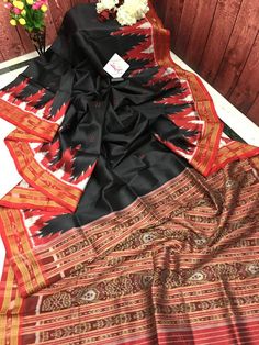 Pure Black Color Sambalpuri Silk Saree Pure Silk Saree, Pure Black