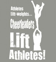 an advertisement for cheerleaders in white on a gray background with the words athletes lift athletes