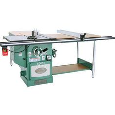 a table sawing machine sitting on top of a shelf