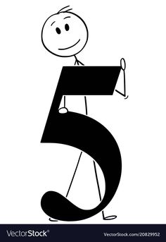 a cartoon character holding the number five