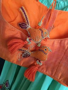 Blouse Dori Hangings, Saree Kuchu Designs, Lehenga Designs Simple, Lehenga Blouse Designs, Patch Work Blouse