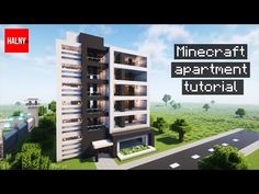 the minecraft apartment building is shown in this image with text overlaying it