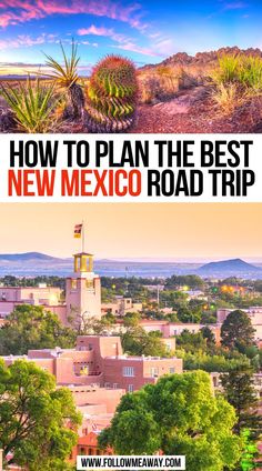 the city skyline with text overlaying how to plan the best new mexico road trip