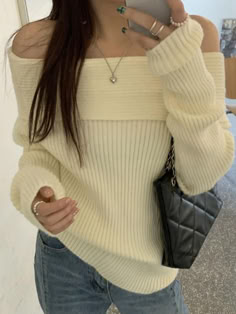 Style: Casual/Street/Vintage/Preppy/Sweet/Sexy Fabric Content: Polyester Fit Type: Loose Fit Neckline: Off Shoulder Sleeve Length: Long Sleeve Off Shoulder Knit Sweater, Beige Pullover, Vintage Preppy, Off Shoulder Sweater, Sweaters Online, Beige Sweater, 가을 패션, Look Casual