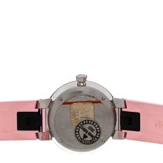 This is an authentic LOUIS VUITTON Stainless Steel Rubber Diamond 28mm Tambour Slim Quartz Watch Pink. This watch is crafted of stainless steel and features a silver dial, diamond hour markers, pink rubber strap, sapphire crystal, and a quartz movement. Sapphire Crystal, Authentic Louis Vuitton, Quartz Movement, Quartz Watch, Markers, Sapphire, Louis Vuitton, Stainless Steel, Things To Sell